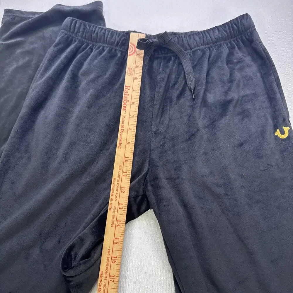 True Religion Men's Medium Black Sleepwear Pants Velour Pajama Loungewear